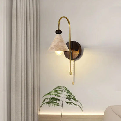 Mid-Century Solid Wood Iron 1-Light Wall Sconce Lamp