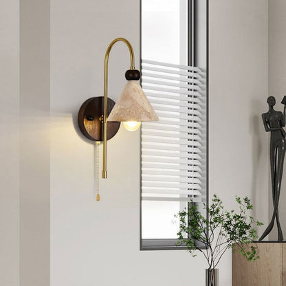 Mid-Century Solid Wood Iron 1-Light Wall Sconce Lamp