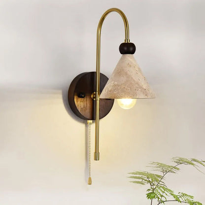 Mid-Century Solid Wood Iron 1-Light Wall Sconce Lamp