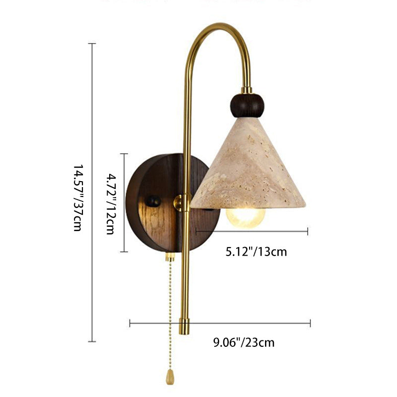Mid-Century Solid Wood Iron 1-Light Wall Sconce Lamp