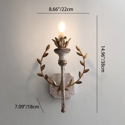 Torch Design Iron Solid Wood 1-Light Wall Sconce Lamp