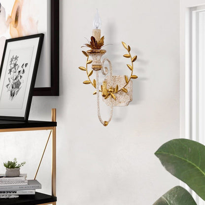 Torch Design Iron Solid Wood 1-Light Wall Sconce Lamp
