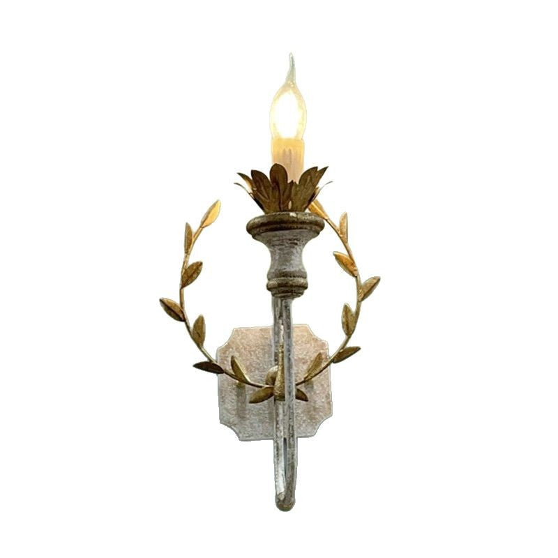 Torch Design Iron Solid Wood 1-Light Wall Sconce Lamp