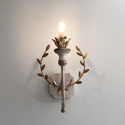 Torch Design Iron Solid Wood 1-Light Wall Sconce Lamp