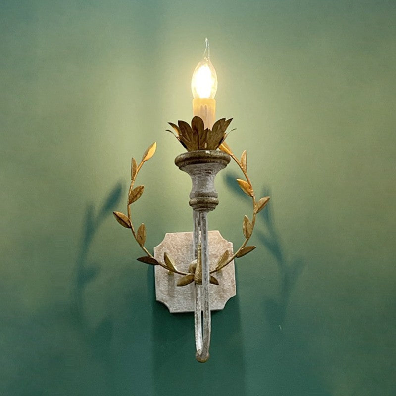 Torch Design Iron Solid Wood 1-Light Wall Sconce Lamp