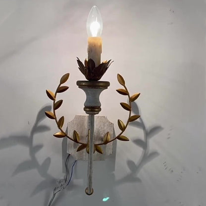 Torch Design Iron Solid Wood 1-Light Wall Sconce Lamp