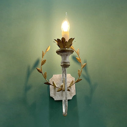 Torch Design Iron Solid Wood 1-Light Wall Sconce Lamp