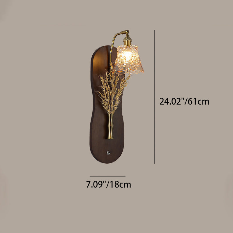 Mid-Century Wall Sconce Lamp With Rubberwood Base 1-Light