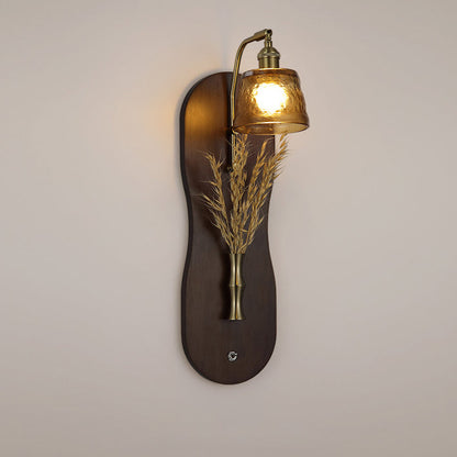 Mid-Century Wall Sconce Lamp With Rubberwood Base 1-Light