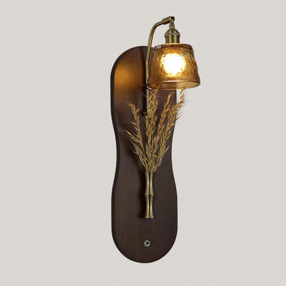 Mid-Century Wall Sconce Lamp With Rubberwood Base 1-Light