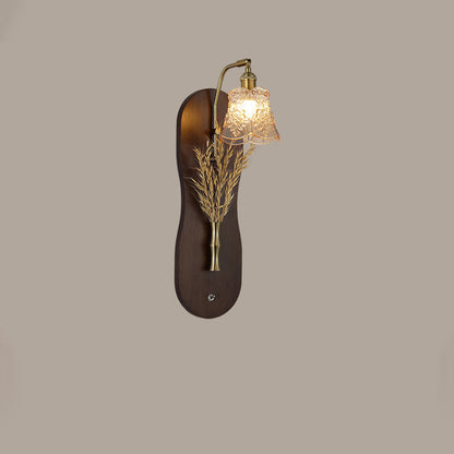 Mid-Century Wall Sconce Lamp With Rubberwood Base 1-Light