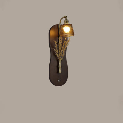 Mid-Century Wall Sconce Lamp With Rubberwood Base 1-Light