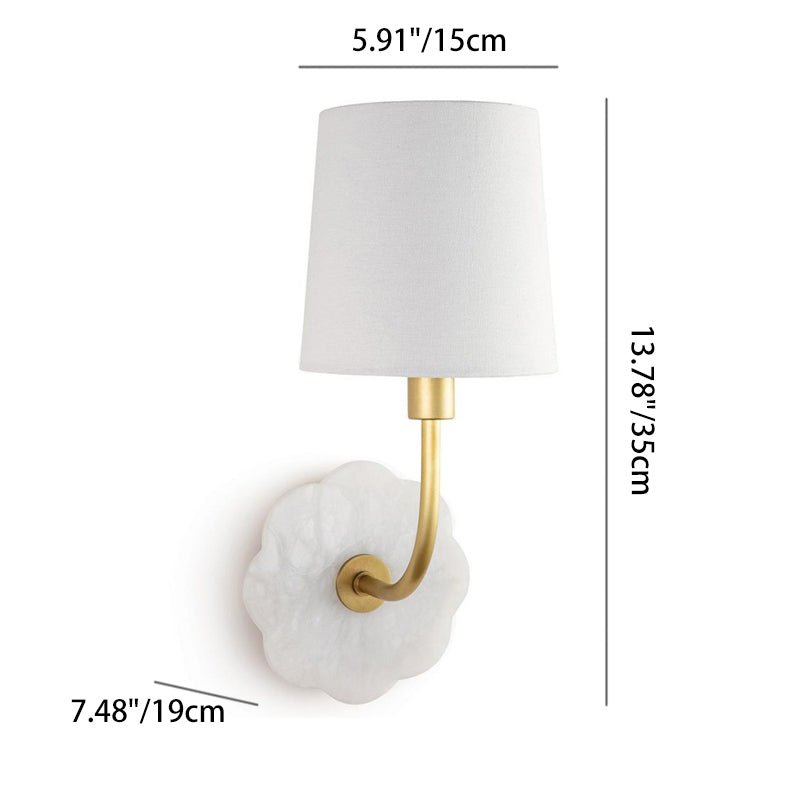 Cylinder Fabric Shade Table Lamp With Brass Base 1-Light