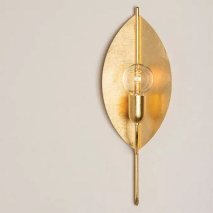 Modern Art Deco Gold Leaf Iron Wall Sconce Lamp 1-Light