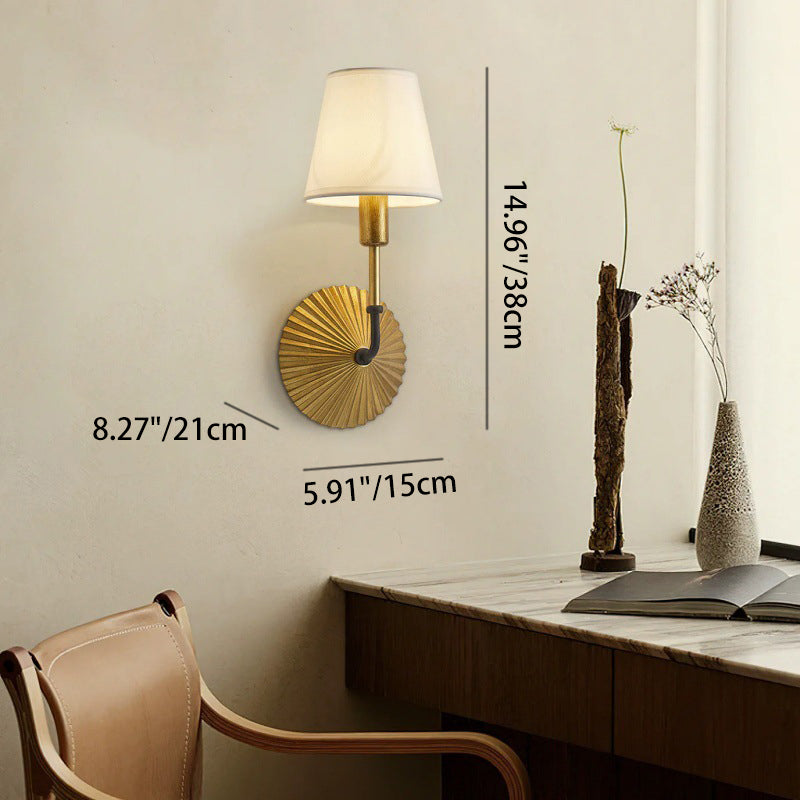 Tapered Shade Wall Sconce Lamp With Metal Base 1-Light