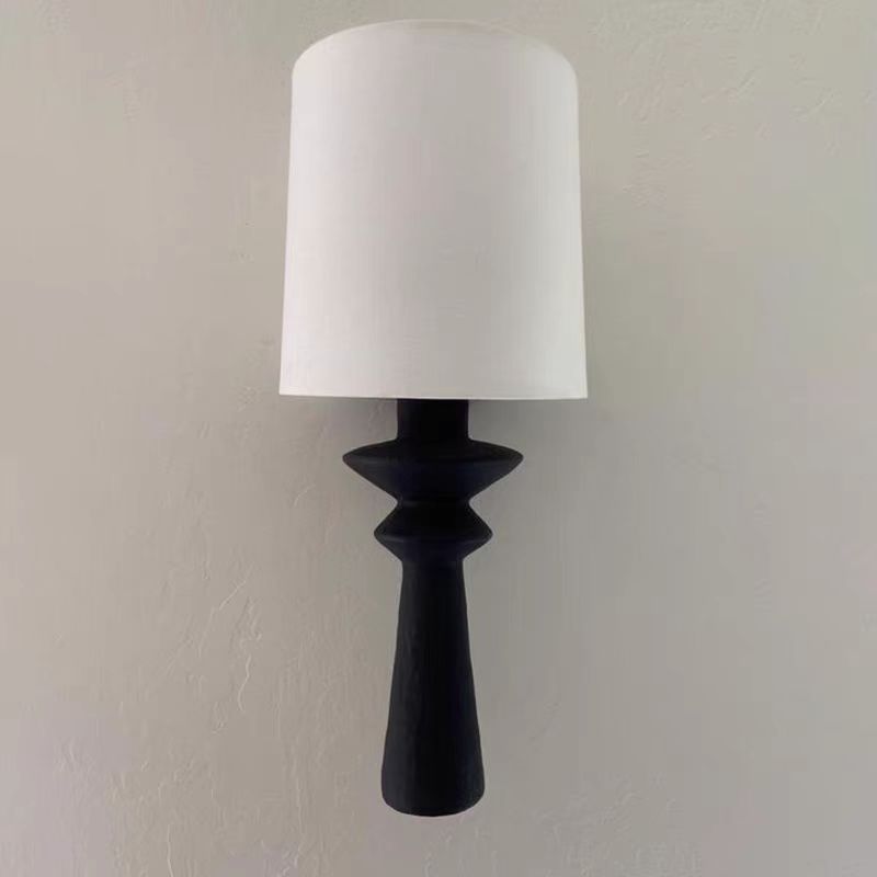 French Fabric Shade Wall Sconce Lamp With Iron Arm 1-Light