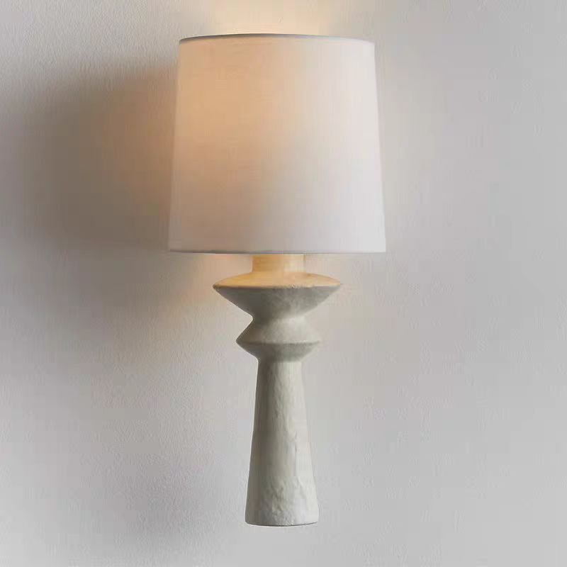 French Fabric Shade Wall Sconce Lamp With Iron Arm 1-Light