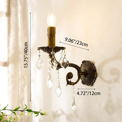 Crystal Wall Sconce Lamp With Solid Brass Body 1-Light