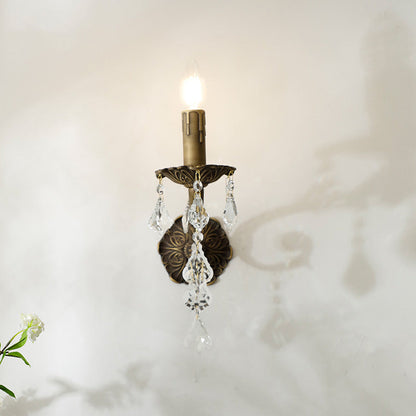 Crystal Wall Sconce Lamp With Solid Brass Body 1-Light