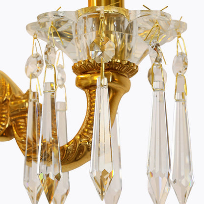 French Full Brass Crystal 2-Light Wall Sconce Lamp