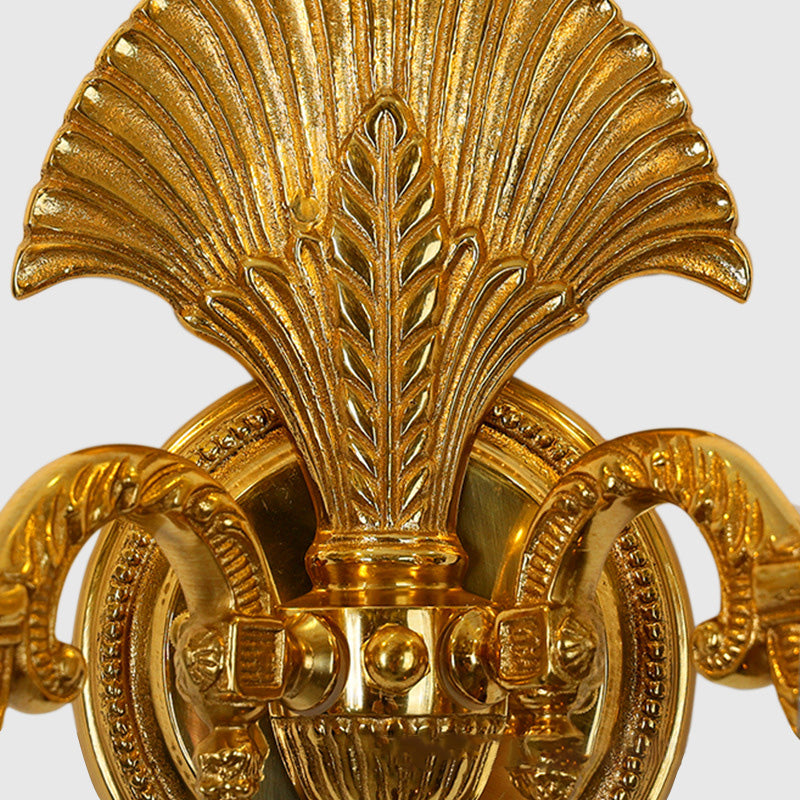 French Full Brass Crystal 2-Light Wall Sconce Lamp