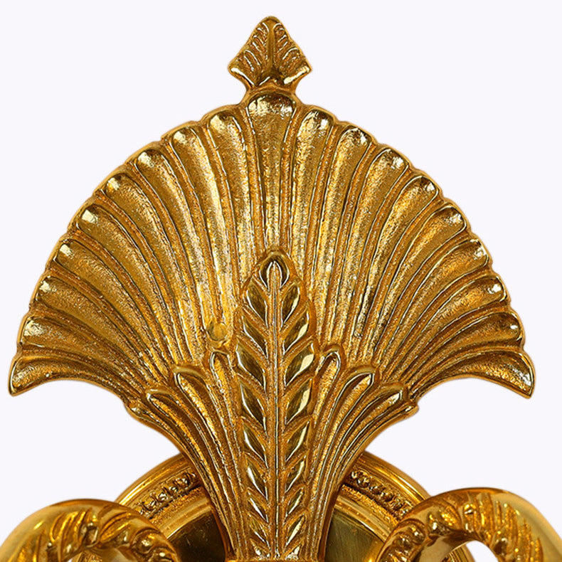 French Full Brass Crystal 2-Light Wall Sconce Lamp