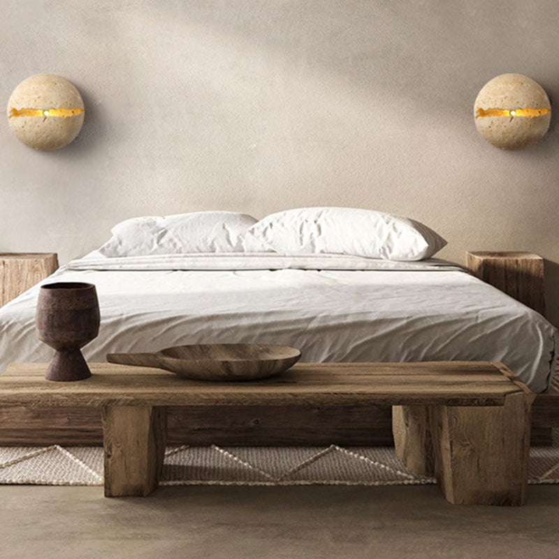 Japanese Yellow Travertine 1-Light Wall Sconce Lamp