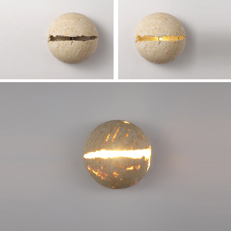Japanese Yellow Travertine 1-Light Wall Sconce Lamp