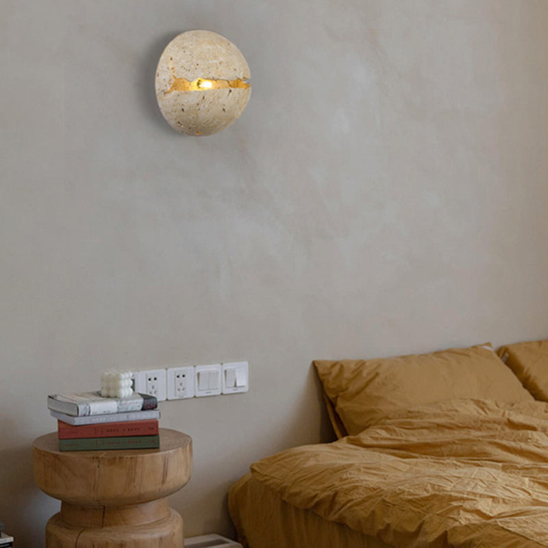 Japanese Yellow Travertine 1-Light Wall Sconce Lamp
