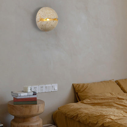 Japanese Yellow Travertine 1-Light Wall Sconce Lamp