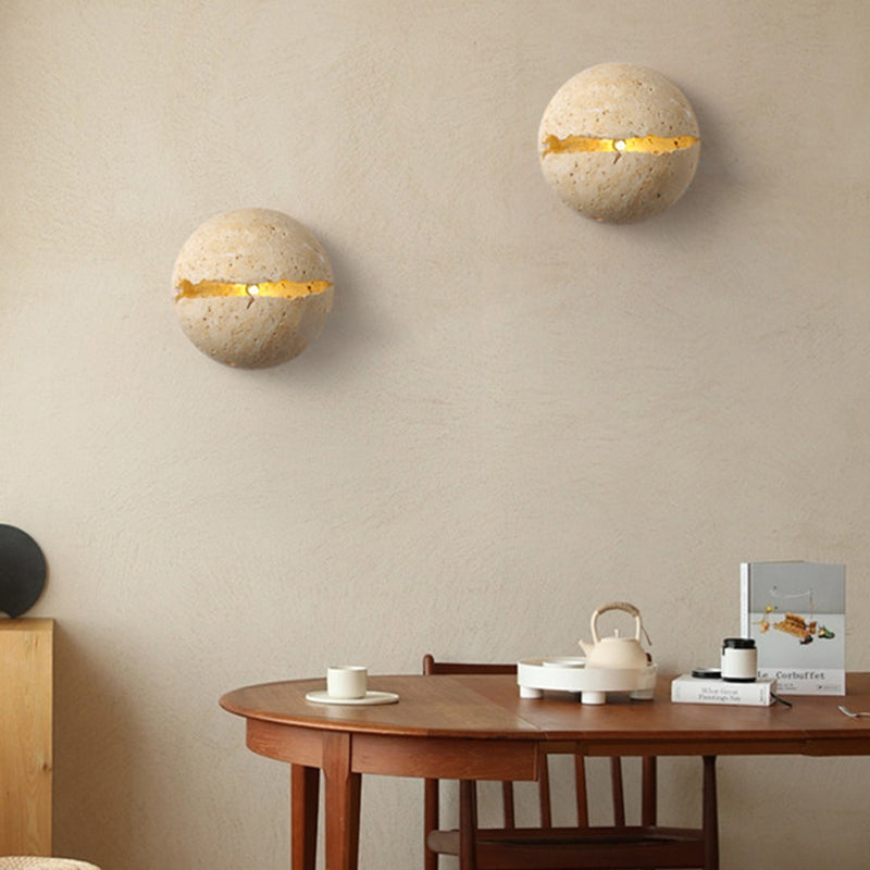 Japanese Yellow Travertine 1-Light Wall Sconce Lamp