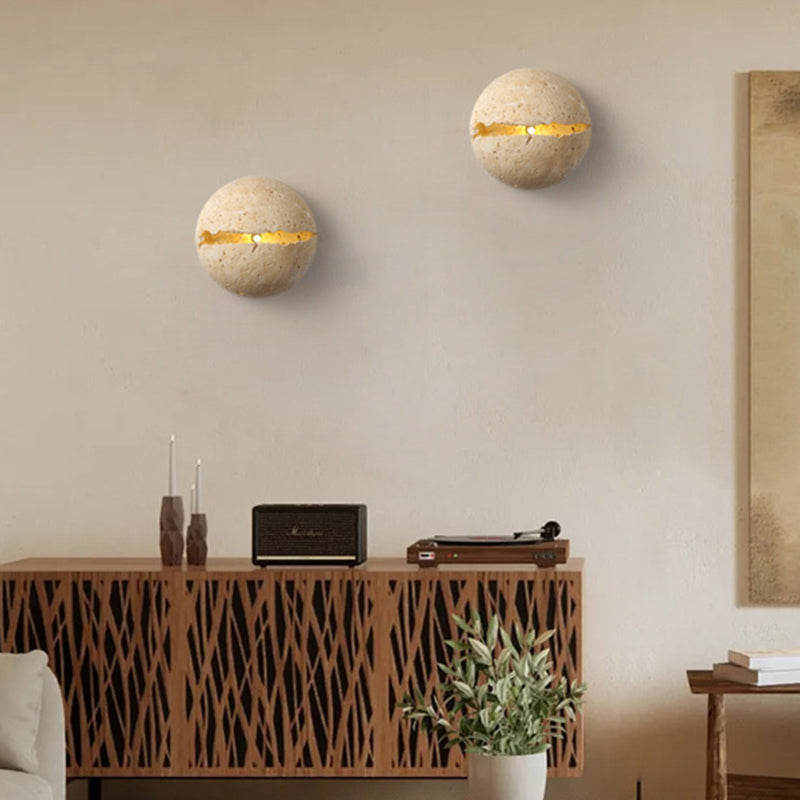 Japanese Yellow Travertine 1-Light Wall Sconce Lamp