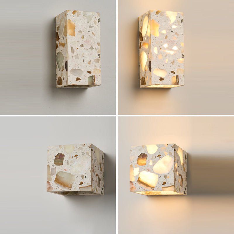 Scandinavian Square Translucent Stone LED Wall Sconce Lamp