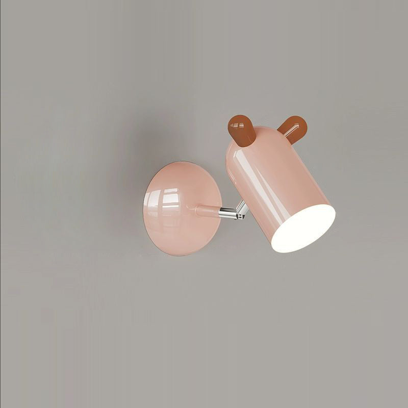 Kids Cute Cylinder Shade Iron Acrylic LED Wall Sconce Lamp