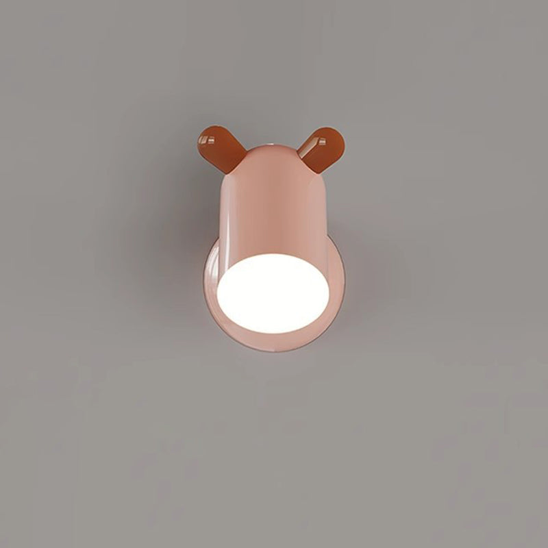 Kids Cute Cylinder Shade Iron Acrylic LED Wall Sconce Lamp