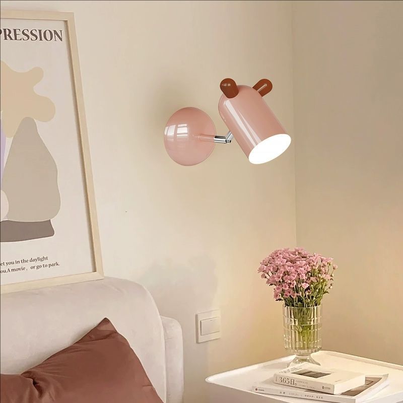Kids Cute Cylinder Shade Iron Acrylic LED Wall Sconce Lamp