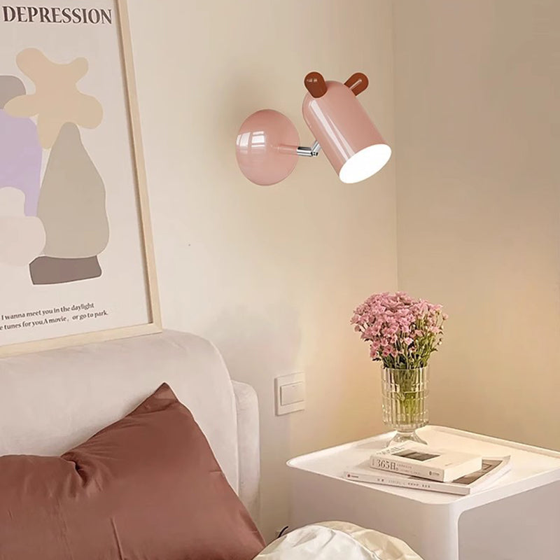 Kids Cute Cylinder Shade Iron Acrylic LED Wall Sconce Lamp