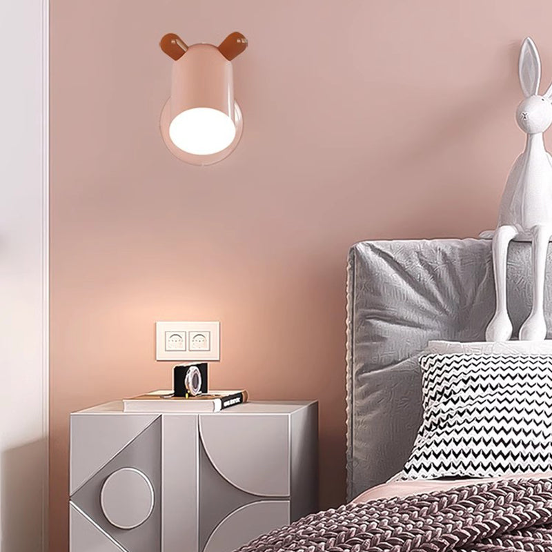 Kids Cute Cylinder Shade Iron Acrylic LED Wall Sconce Lamp
