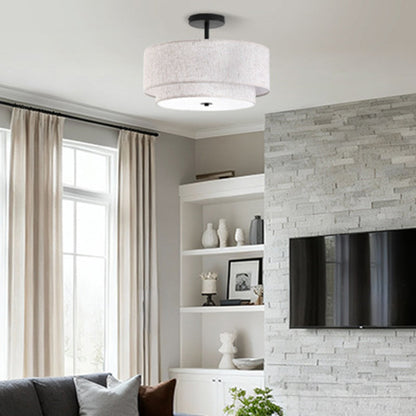 Modern Linen Iron Ceiling Light