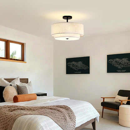 Modern Linen Iron Ceiling Light