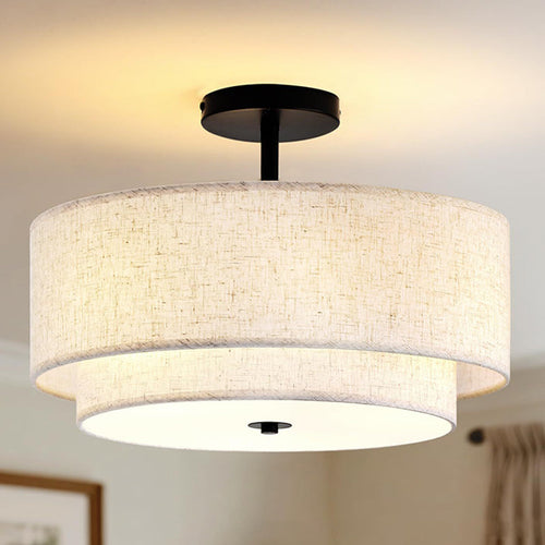 Modern Linen Iron Ceiling Light