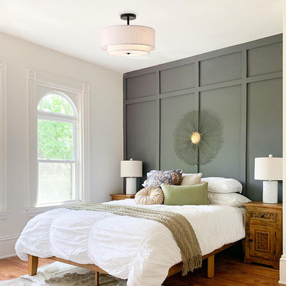 Modern Linen Iron Ceiling Light
