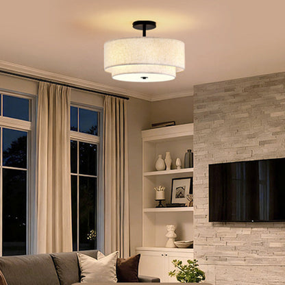 Modern Linen Iron Ceiling Light