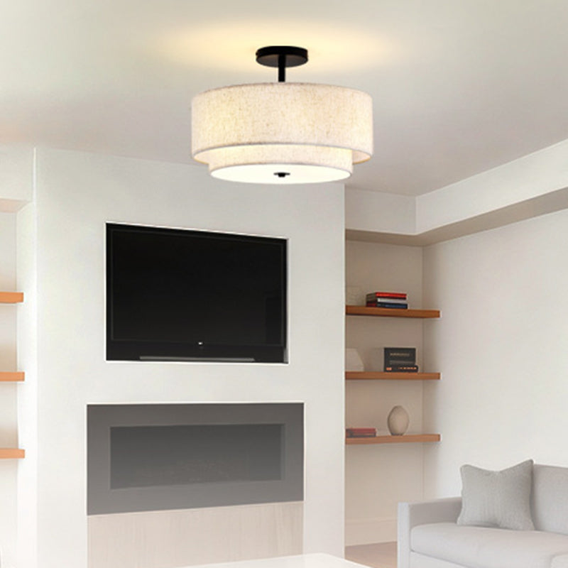 Modern Linen Iron Ceiling Light