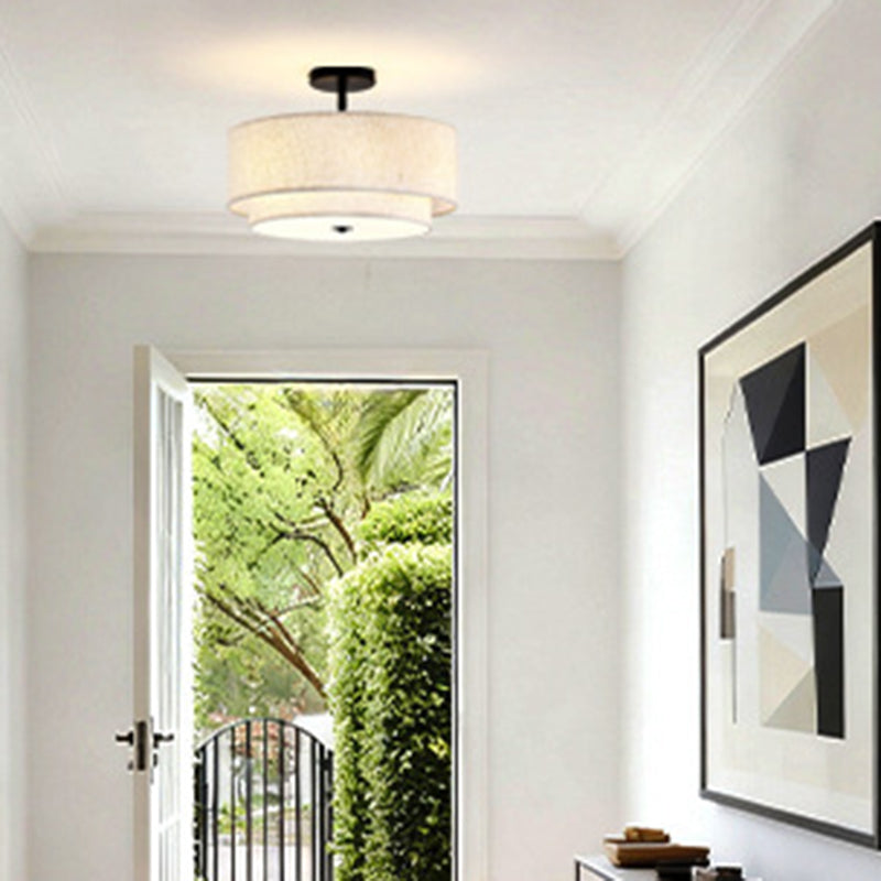 Modern Linen Iron Ceiling Light