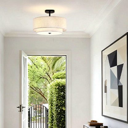 Modern Linen Iron Ceiling Light