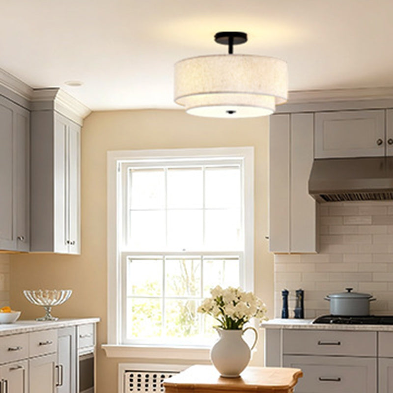Modern Linen Iron Ceiling Light