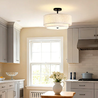 Modern Linen Iron Ceiling Light