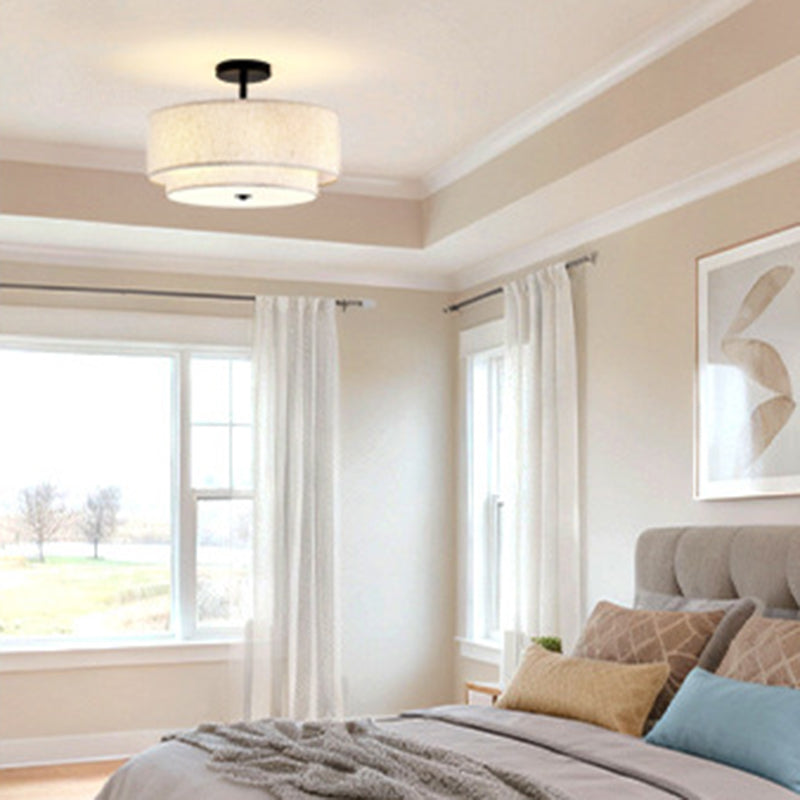 Modern Linen Iron Ceiling Light