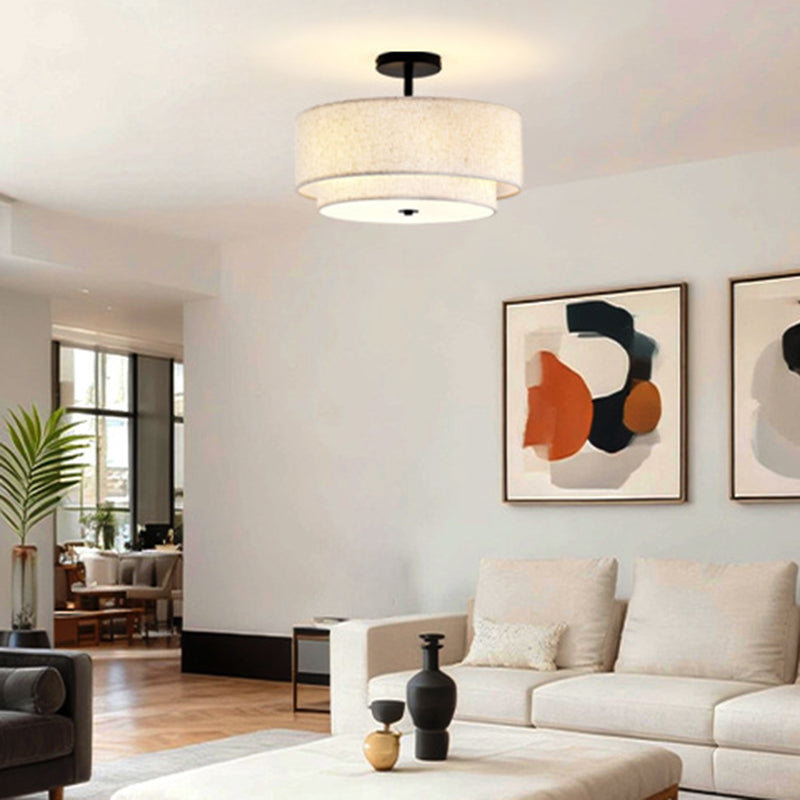 Modern Linen Iron Ceiling Light